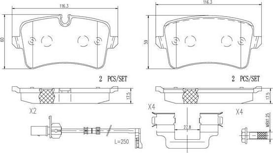 Brembo P85119N - Тормозные колодки, дисковые, комплект avtokuzovplus.com.ua