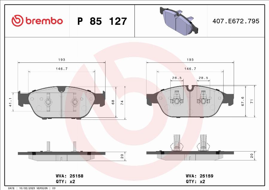 Brembo P 85 127 - Гальмівні колодки, дискові гальма autocars.com.ua