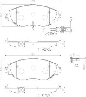 Brembo P85144N - Тормозные колодки, дисковые, комплект avtokuzovplus.com.ua