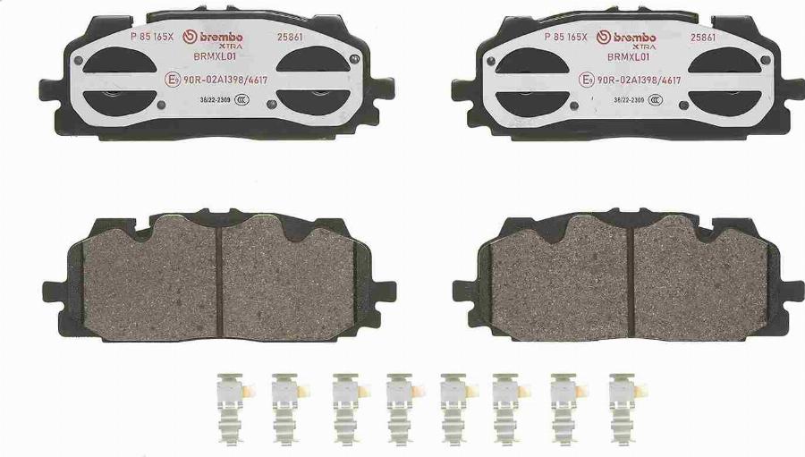 Brembo P 85 165X - Гальмівні колодки, дискові гальма autocars.com.ua