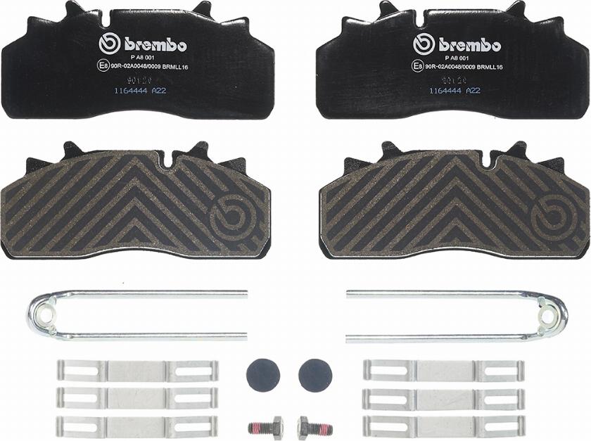 Brembo P A8 001 - Гальмівні колодки, дискові гальма autocars.com.ua