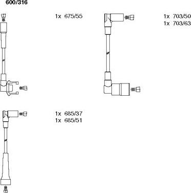Bremi 600/316 - Комплект проводів запалювання autocars.com.ua