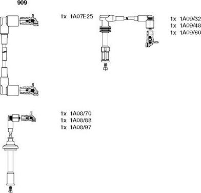 Bremi 909 - Комплект проводів запалювання autocars.com.ua