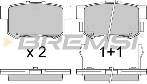 Bremsi BP2544 - Тормозные колодки зад. Civic 98--Accord 90-03 Akebono 47.5x89x14.5 autocars.com.ua