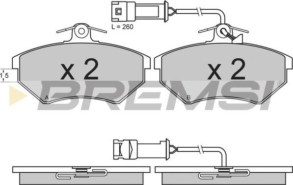 Bremsi BP2644 - Тормозные колодки перед. Audi 80-90 84-87 TRW 118.9x69.5x16.3 autocars.com.ua