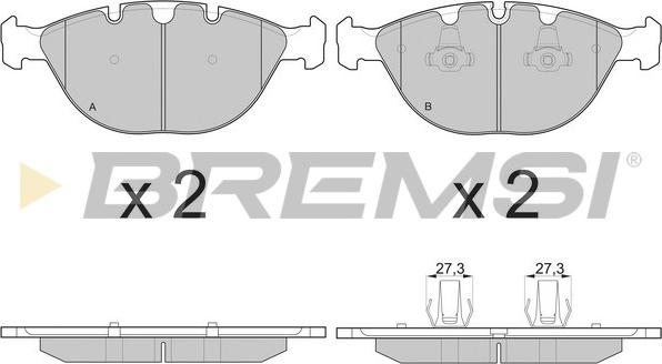 Bremsi BP3096 - Тормозные колодки перед. BMW X5E53 02-06 ATE 193.2x79.2x20.8 autocars.com.ua