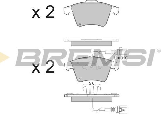 Bremsi BP3142 - Гальмівні колодки перед. VW Touareg 02-10 ATE autocars.com.ua