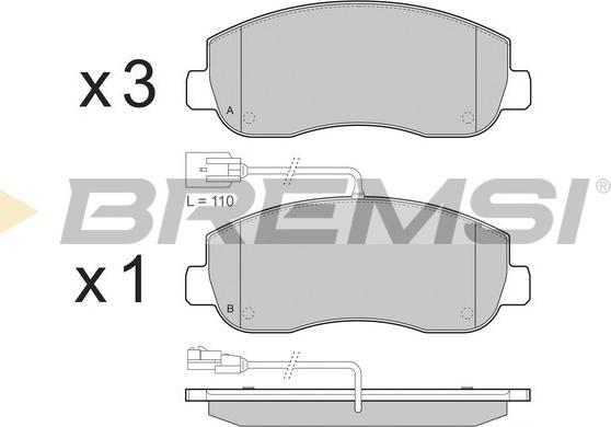 Bremsi BP3439 - Гальмівні колодки передні Renault Master III-Opel Movano 10- autocars.com.ua