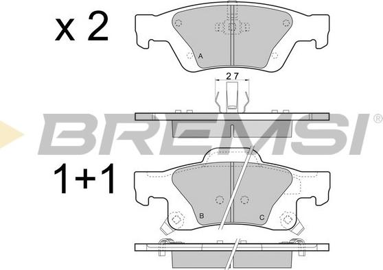 Bremsi BP3461 - Гальмівні колодки, дискові гальма autocars.com.ua