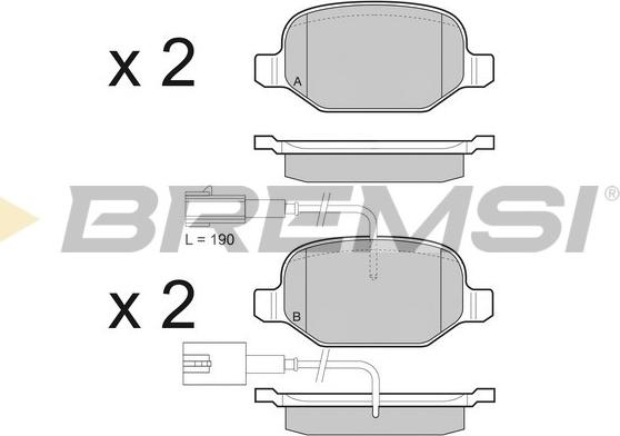 Bremsi BP3490 - Гальмівні колодки, дискові гальма autocars.com.ua