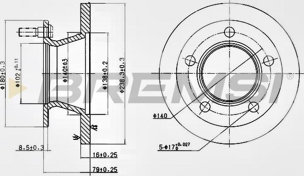 Bremsi CD5221S - Гальмівний диск autocars.com.ua