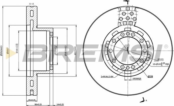 Bremsi CD5283V - Гальмівний диск autocars.com.ua