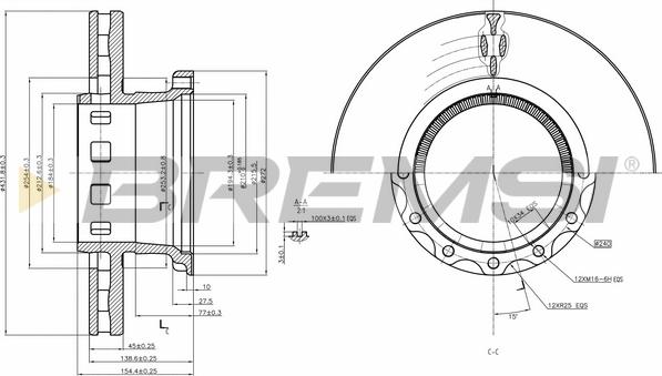 Bremsi CD5318V - Гальмівний диск autocars.com.ua