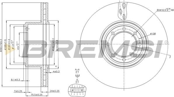 Bremsi CD5321V - Гальмівний диск autocars.com.ua