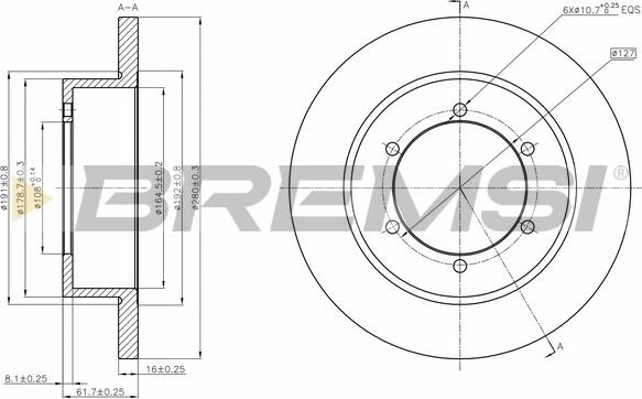 Bremsi CD5327S - Гальмівний диск autocars.com.ua