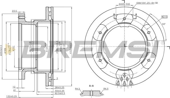 Bremsi CD5332V - Гальмівний диск autocars.com.ua