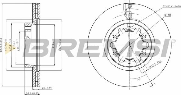 Bremsi CD5339V - Гальмівний диск autocars.com.ua