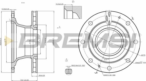 Bremsi CD5341V - Гальмівний диск autocars.com.ua