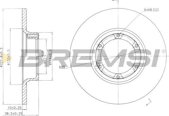 Bremsi CD6016S - Гальмівний диск autocars.com.ua