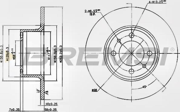 Bremsi CD6035S - Гальмівний диск autocars.com.ua