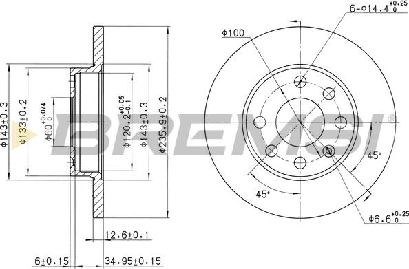 Bremsi CD6116S - Тормозной диск autodnr.net