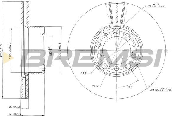 Bremsi CD6143V - Гальмівний диск autocars.com.ua