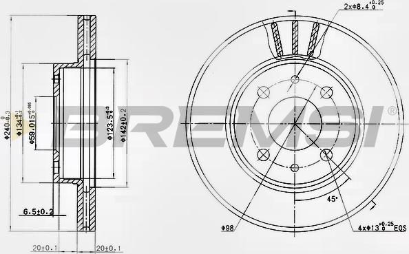 Bremsi CD6148V - Гальмівний диск autocars.com.ua