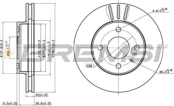 Bremsi CD6157V - Гальмівний диск autocars.com.ua