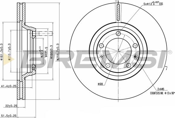 Bremsi CD6168V - Гальмівний диск autocars.com.ua