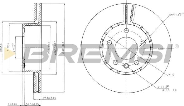 Bremsi CD6217V - Гальмівний диск autocars.com.ua