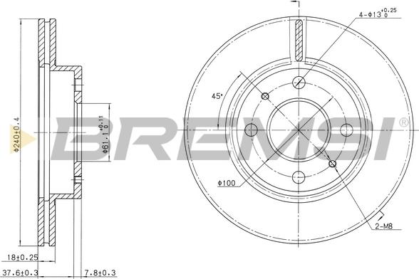 Bremsi CD6227V - Гальмівний диск autocars.com.ua