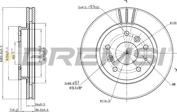 Bremsi CD6395V - Гальмівний диск autocars.com.ua