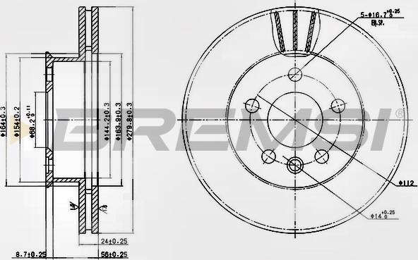 Bremsi CD6427V - Гальмівний диск autocars.com.ua