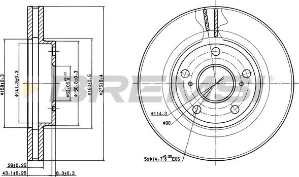 Bremsi CD6501V - Гальмівний диск autocars.com.ua