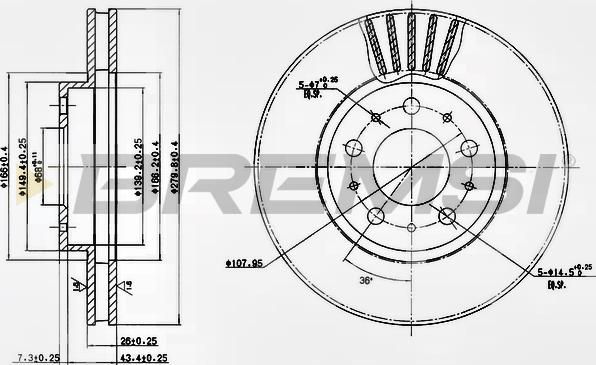 Bremsi CD6605V - Гальмівний диск autocars.com.ua