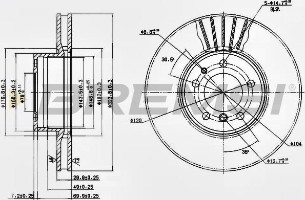 Bremsi CD6606V - Гальмівний диск autocars.com.ua