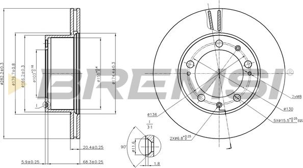 Bremsi CD6616V - Гальмівний диск autocars.com.ua