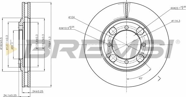 Bremsi CD6691V - Гальмівний диск autocars.com.ua