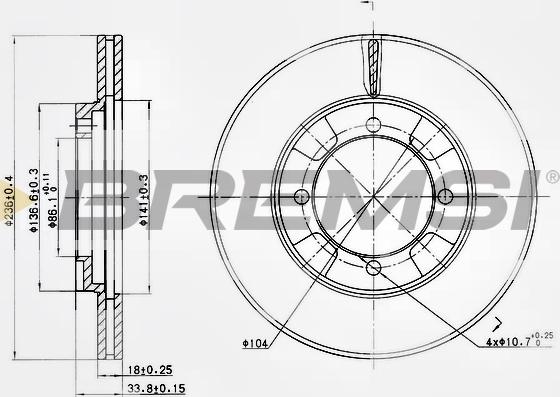 Bremsi CD6692V - Гальмівний диск autocars.com.ua