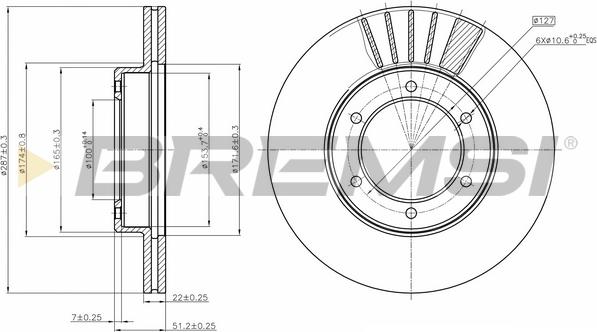 Bremsi CD6800V - Гальмівний диск autocars.com.ua