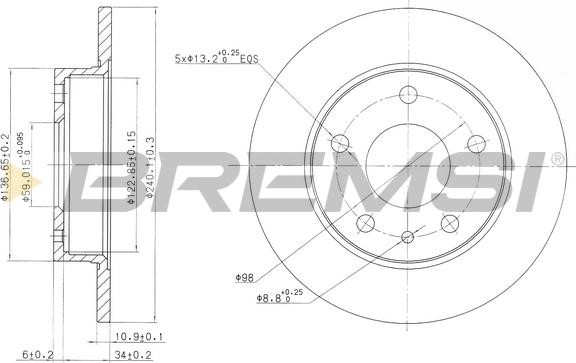 Bremsi CD6818S - Гальмівний диск autocars.com.ua