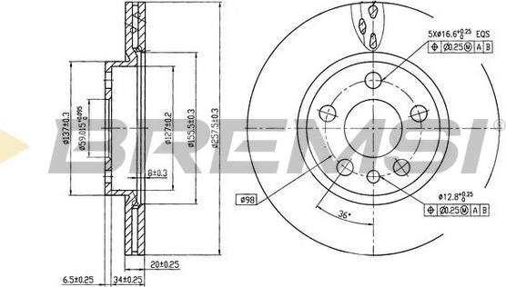 Bremsi CD6842V - Гальмівний диск autocars.com.ua