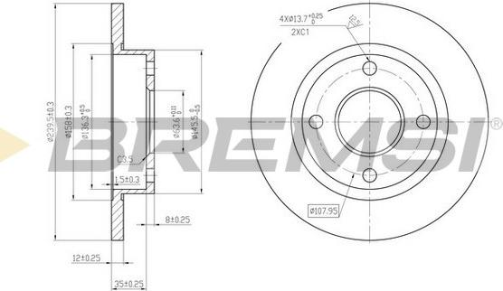 Bremsi CD6845S - Гальмівний диск autocars.com.ua