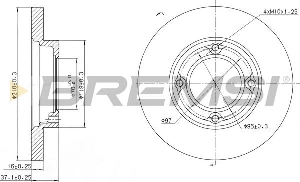 Bremsi CD6968S - Гальмівний диск autocars.com.ua