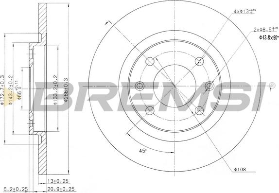 Bremsi CD7000S - Гальмівний диск autocars.com.ua