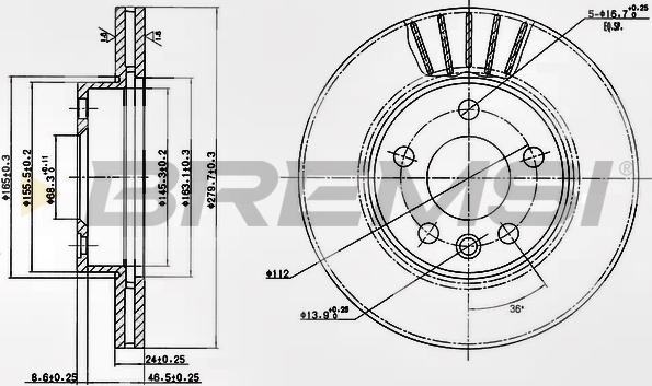 Bremsi CD7010V - Гальмівний диск autocars.com.ua