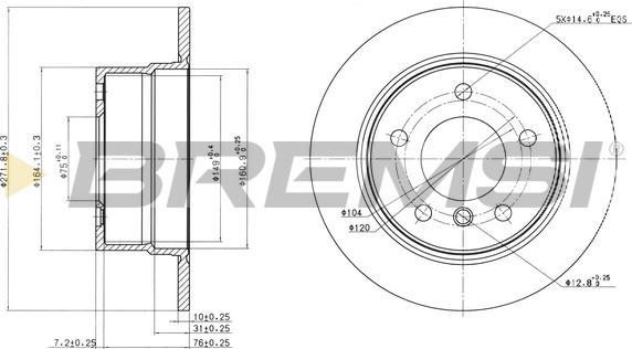 Bremsi CD7028S - Гальмівний диск autocars.com.ua