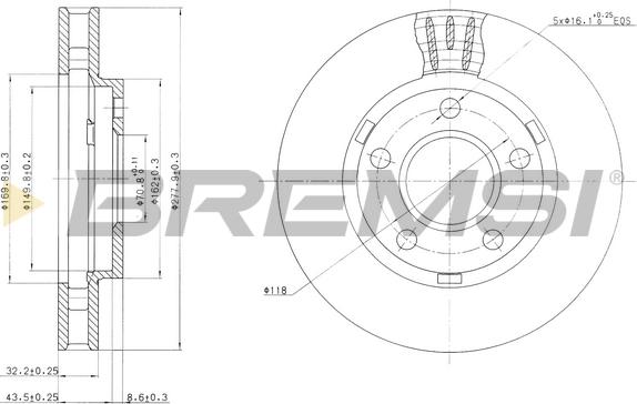 Bremsi CD7030V - Гальмівний диск autocars.com.ua