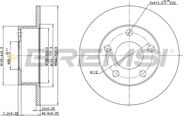 Bremsi CD7033S - Гальмівний диск autocars.com.ua