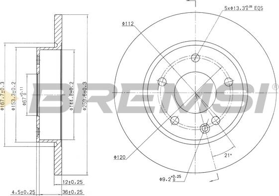 Bremsi CD7034S - Гальмівний диск autocars.com.ua